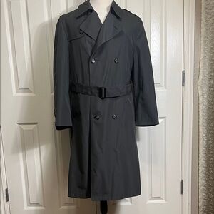 Christian Dior Gray Double-Breasted Removable Lined Trench Coat Sz 40R